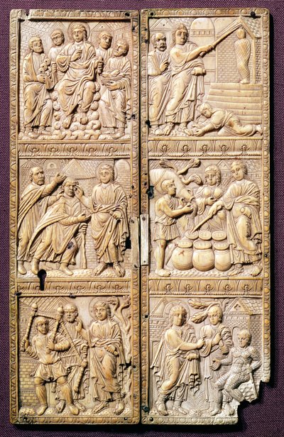 Diptych Showing the Miracles of Christ, c.450-460 AD by Roman